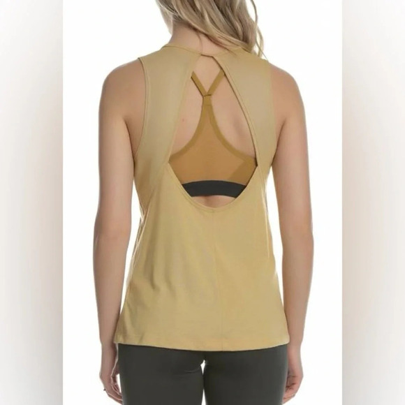 Nike Dri Fit Studio Open Back Tank ao9805-723 S Yellow - Picture 1 of 11